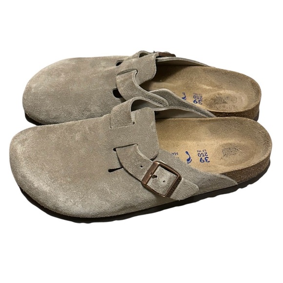 BIRKENSTOCK Taupe Suede Boston Soft Footbed Clog 38 - Picture 5 of 9